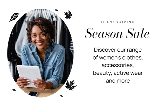Szablon projektu Thanksgiving Season With Clothes At Discounted Rates Flyer 4x6in Horizontal