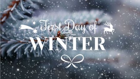 First Day of Winter Greeting Frozen Fir Titleデザインテンプレート