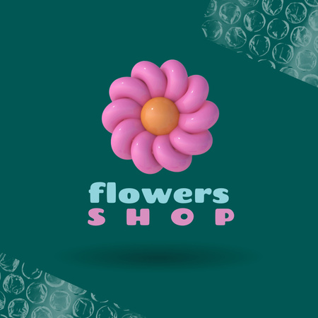 Lovely Flower Shop Promotion With Rotating Emblem Logo Design Template