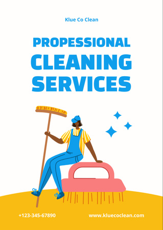 Cleaning Services with Woman with Washing Brushes Flyer A6 Design Template