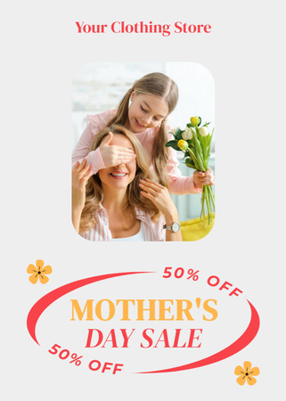 Platilla de diseño Mother's Day Sale Announcement with Mom and Daughter Flayer