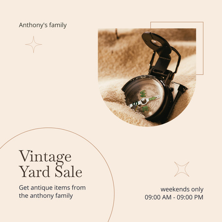 Vintage Yard Sale Announcement Instagram Tasarım Şablonu