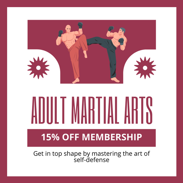 Adult Martial Arts Ad with Illustration of Boxers Instagram AD Design Template