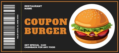 Hamburger Discount Voucher Coupon 3.75x8.25in Design Template