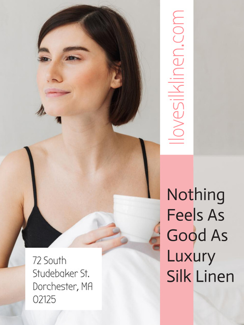 Modèle de visuel Woman resting in bed with silk linen - Poster US