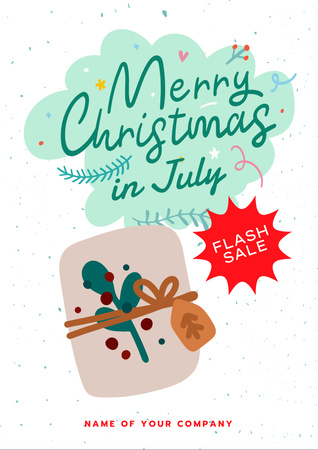 Flash Sale for Christmas in July Flyer A4 Design Template
