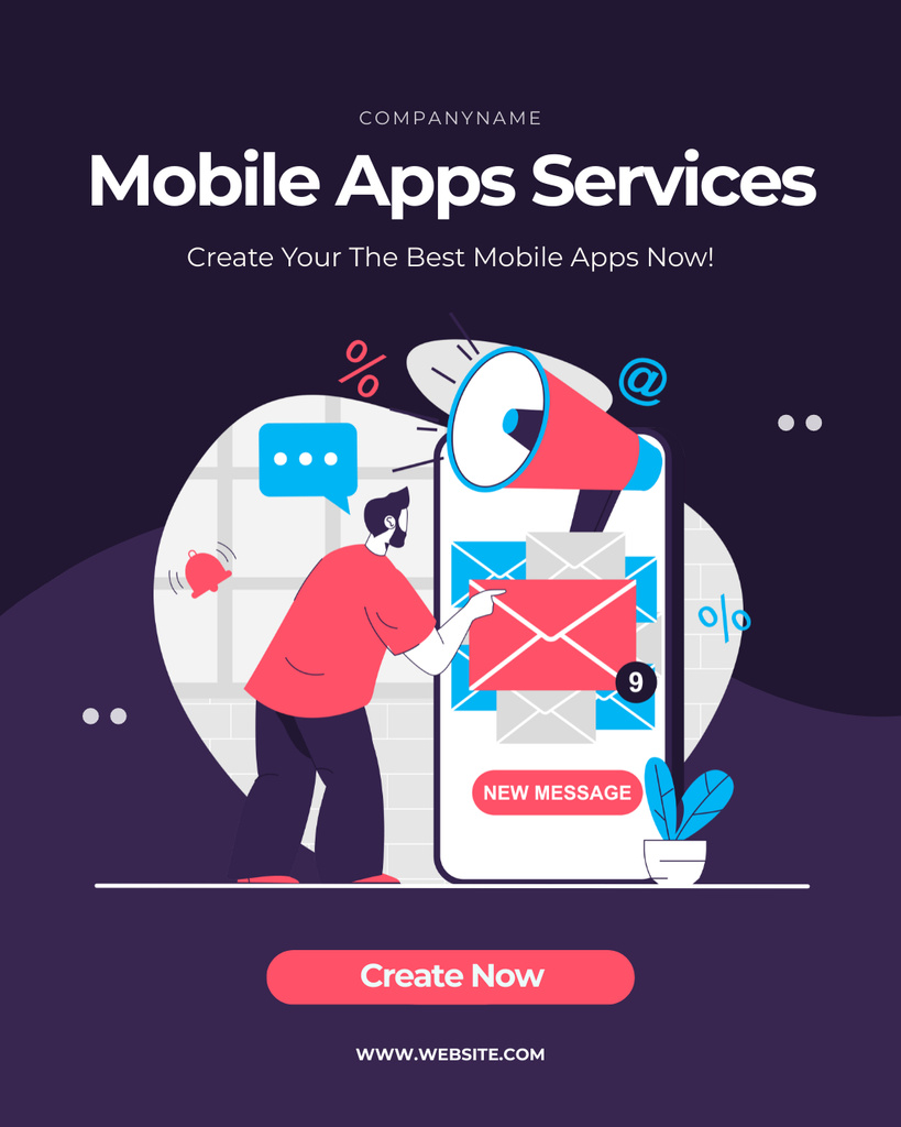 Szablon projektu Developer Creates Mobile Service Application Instagram Post Vertical