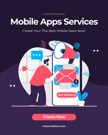 Developer Creates Mobile Service Application Instagram Post Vertical Design Template