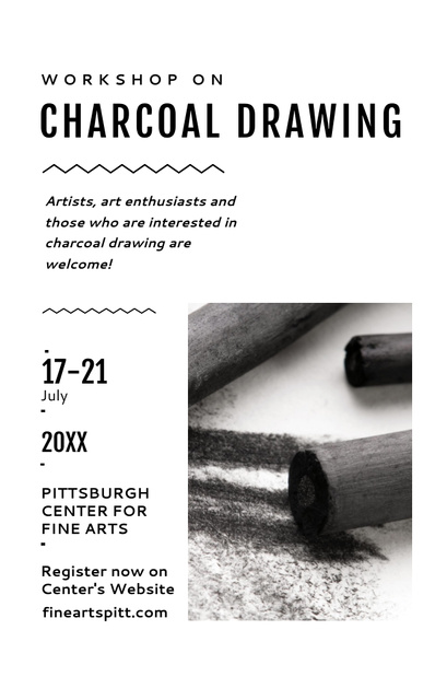 Drawing Workshop Announcement In Black And White Colors Invitation 4.6x7.2in tervezősablon