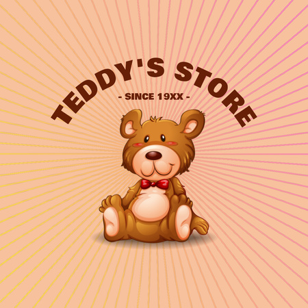 Teddy Bear Store Advertising Animated Logo Design Template
