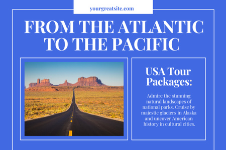 アメリカ大陸全体を巡る旅行ツアー Postcard 4x6inデザインテンプレート