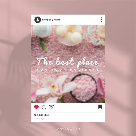 Designvorlage Natural Spa Set of Orchid and Pink Salt  für Instagram