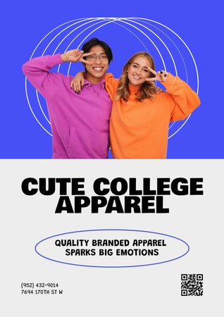 Young Girls in Cute College Apparel Poster Πρότυπο σχεδίασης
