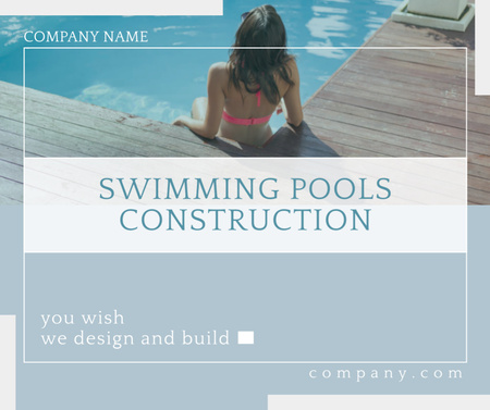 Pool Construction Company Services Facebook Design Template