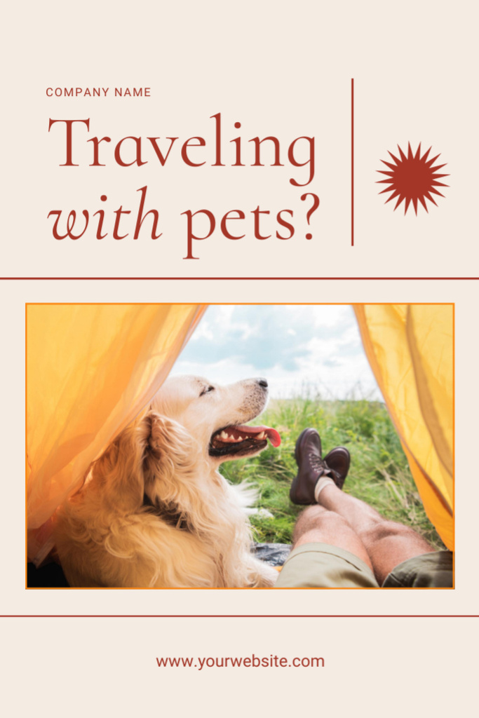 Travelling Tips with Golden Retriever in Tent Flyer 4x6in Design Template