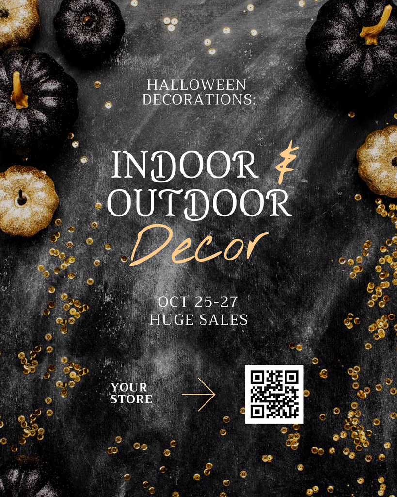 Amazing Halloween Decor And Pumpkins Sale Offer Poster 16x20in Design Template