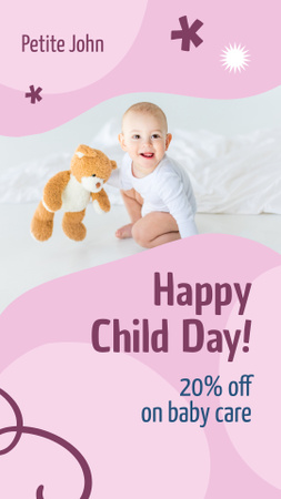 Children's Day Ad with Cute Baby Instagram Video Story Design Template