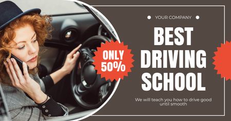Best Driving School With Coach And Discounts Offer Facebook AD Design Template