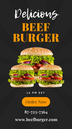 Delicious Beef Burger Offer Instagram Story Design Template