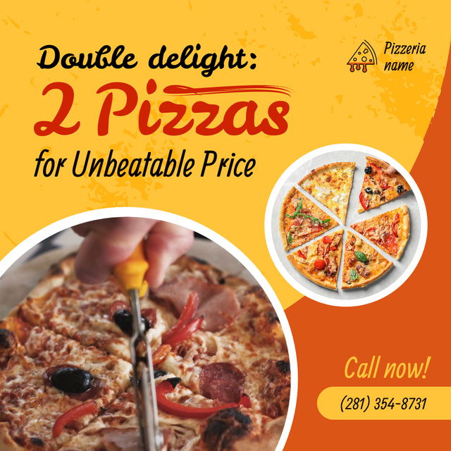 Delicious Pizza With Promotion In Pizzeria Animated Post Modelo de Design