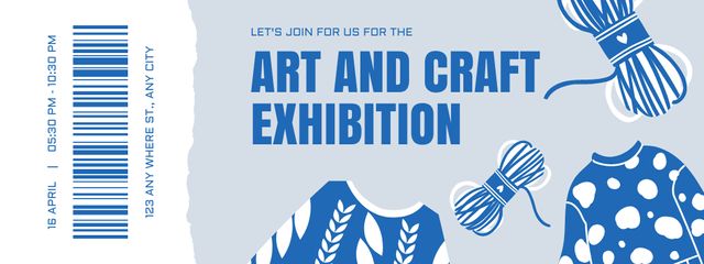 Art And Craft Exhibition With Skeins Yarn Ticket Šablona návrhu