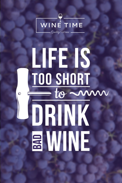 Modèle de visuel Wine quote on currants background - Pinterest