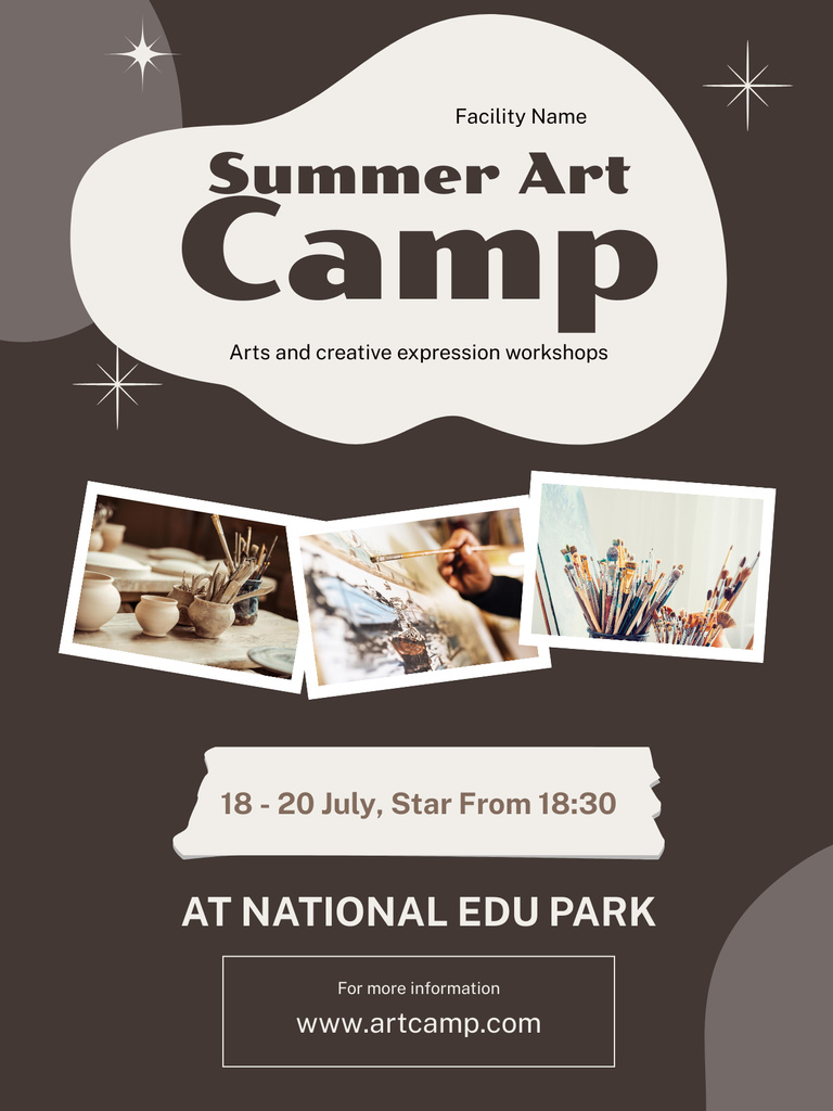 Plantilla de diseño de Summer Art Camp Offer in Brown Poster US 