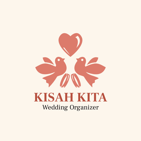 Wedding Organiser Ad with Cute Birds Logo 1080x1080px – шаблон для дизайну