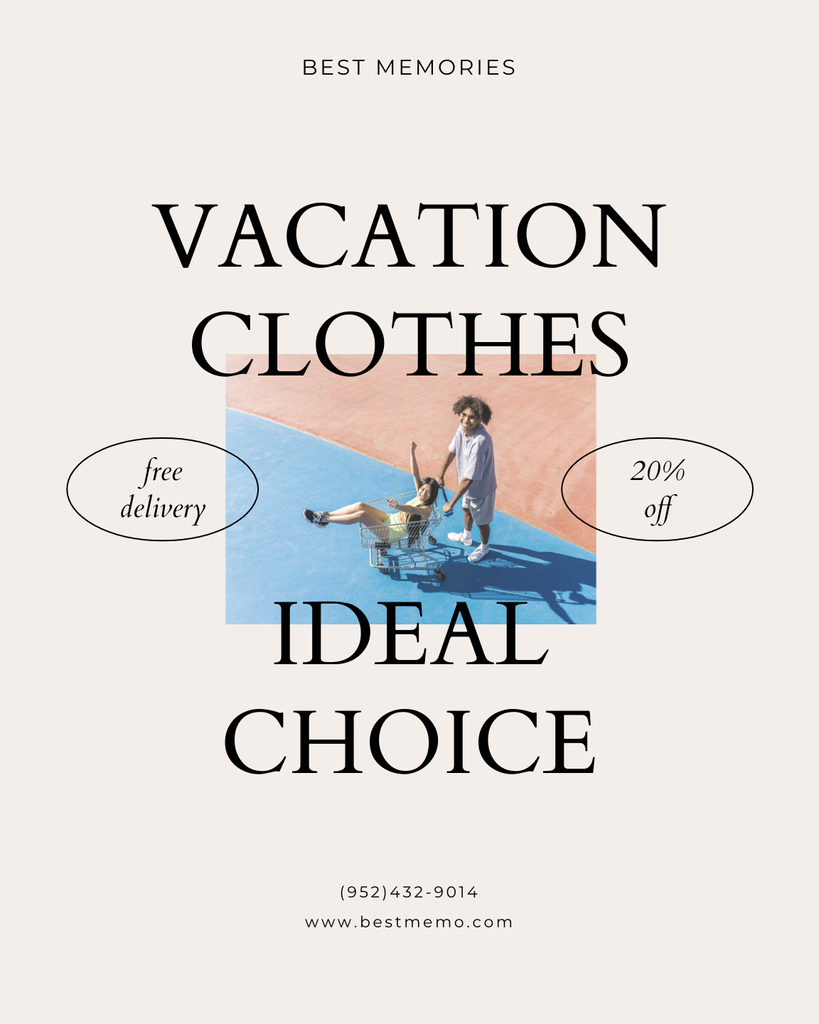 Vacation Clothes Offer with Stylish Young Couple Poster 16x20in Modelo de Design