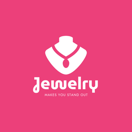 Jewelry Store Ad with Necklace Logo Design Template