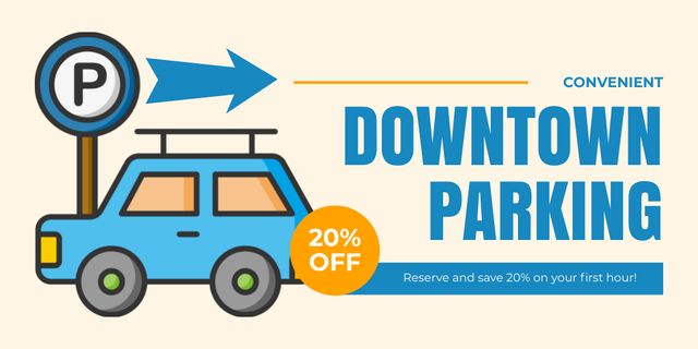 Ontwerpsjabloon van Twitter van Convenient and Reliable Downtown Parking with Discount