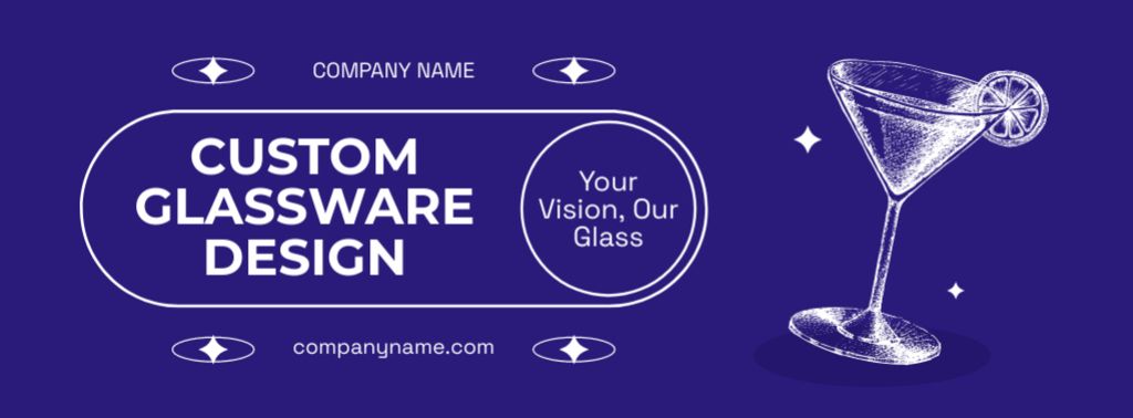 Custom Glassware Design Offer on Deep Blue Facebook cover Πρότυπο σχεδίασης