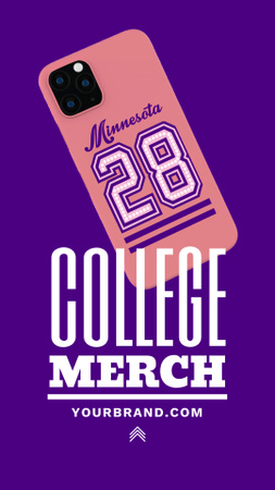 Cool College Merch And Stuff Offer With Smartphone In Purple Instagram Video Story Design Template