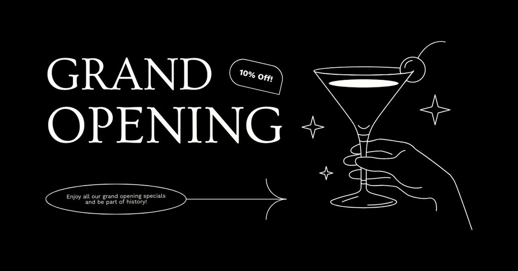 Special Grand Opening Event With Discount And Cocktail Facebook ADデザインテンプレート