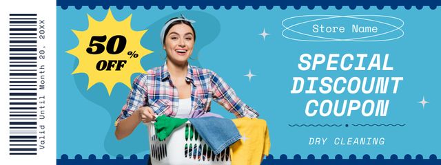 Designvorlage Special Discount on Dry Cleaning Services für Coupon