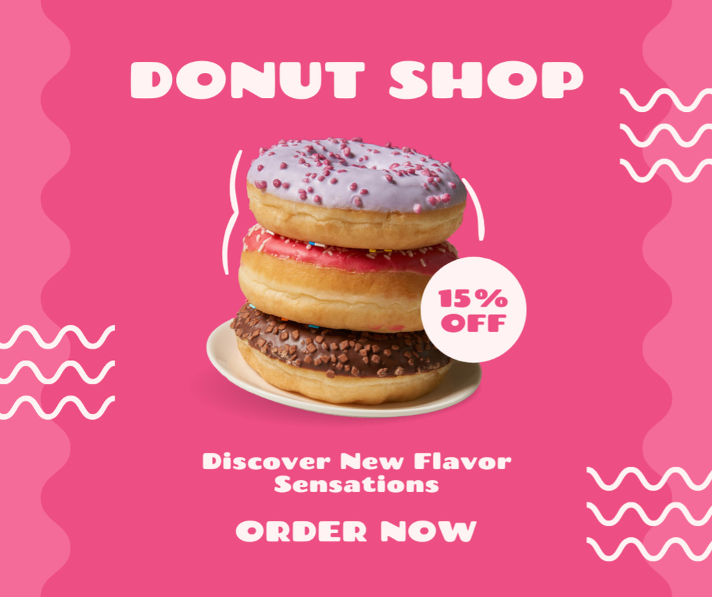Doughnut Shop Ad with Tasty Yummy Donuts Facebook – шаблон для дизайну