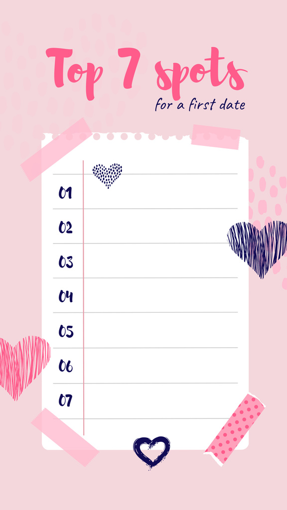 Spots list for a first Date Instagram Story Design Template