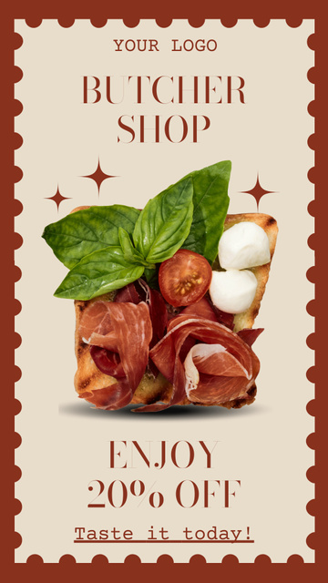 Gourmet Meats Pieces from Butcher Market Instagram Story Modelo de Design