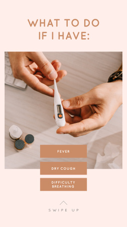Man holding Thermometer with Medicines Instagram Story Design Template