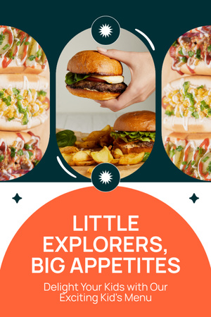 Plantilla de diseño de Anuncio de restaurante informal y rápido con deliciosas hamburguesas y perritos calientes Tumblr 