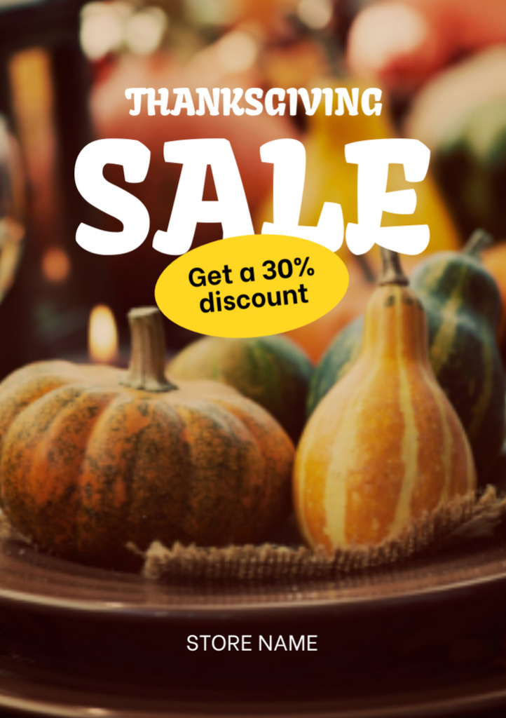 Ripe Pumpkins With Discount For Thanksgiving Day Flyer A7 Design Template