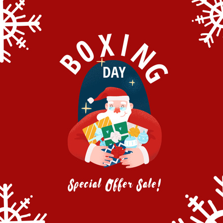 Winter Sale Announcement with Santa holding gifts Instagram Design Template