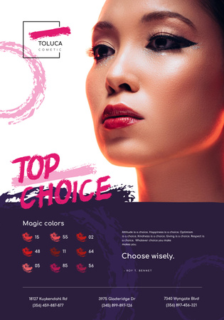 Lipstick Ad with Woman with Red Lips Poster 28x40in Design Template