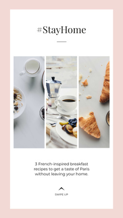 #StayHome French breakfast Recipes Instagram Story Design Template
