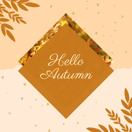 Autumn Greeting with Leaves Illustration Instagram Design Template