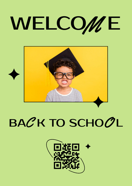 Back to School Green Postcard A6 Vertical – шаблон для дизайну