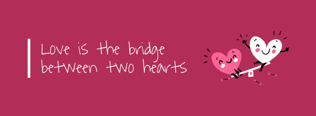 Quote about Love with Cute Cheerful Hearts Facebook cover Design Template