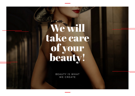 Ontwerpsjabloon van Postcard 5x7in van Citation about care of beauty 