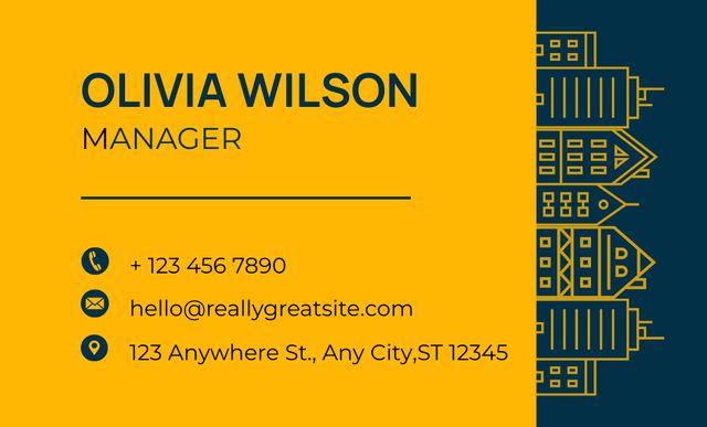 Building and Restoration Service Ad on Minimalist Yellow Business Card 91x55mm Design Template