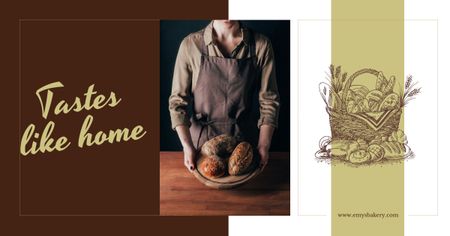 Baker holding bread loaves Facebook AD Design Template